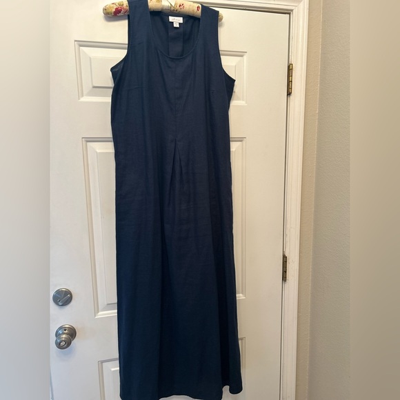 JJill 100% linen Navy Blue tank dress - Picture 5 of 6